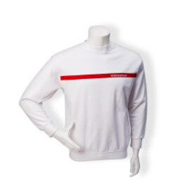 Sweatshirt, weiß mit rotem Streifen